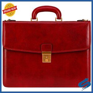 Italian Leather Briefcase Laptop Bag Professional Computer Case Men